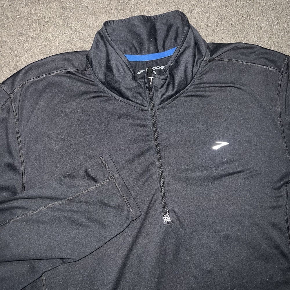 Brooks Pullover Mens L Black Dash 1/2 Zip Long Sleeve Running Athletic Active